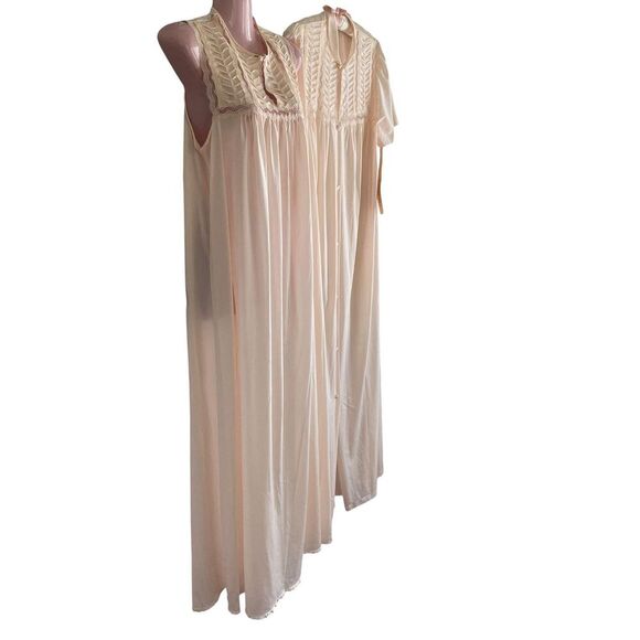 Vintage Vanity Fair Nightgown Robe Set Womens Small Lace Moniece Long USA 70s - Picture 2 of 12